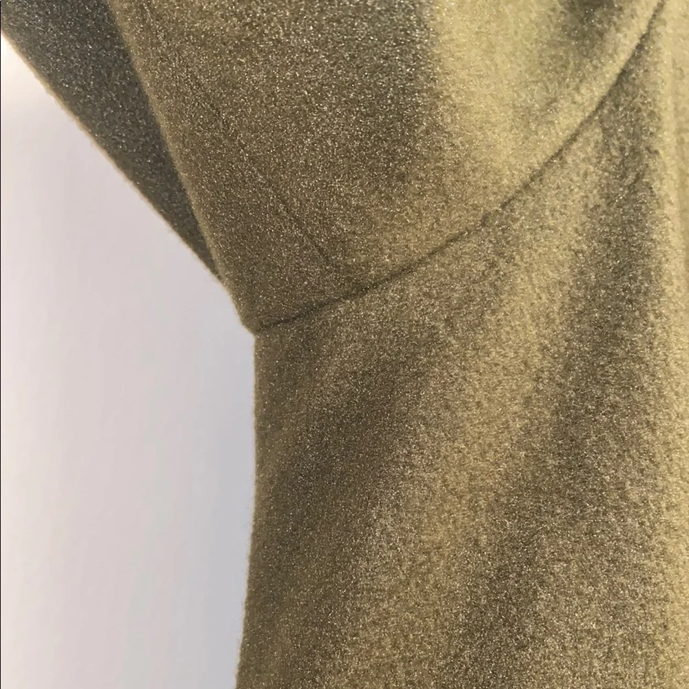 SHEIN LUNE Medium Olive Green Elegant Fuzzy Collar Belted Overcoat - Picture 7 of 12